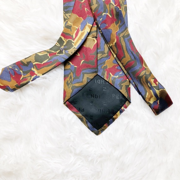 Fendi Camouflage Print Silk Dress Tie Mint - Picture 3 of 5